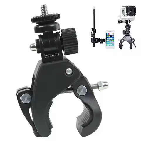 Black 1/4 Bike Bicycle Motorcycle Handlebar Handle Clamp Bar Camera Mount Tripod Adapter Accessories