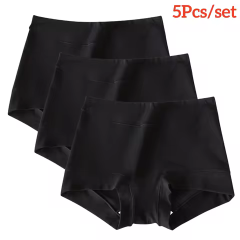 3pcs Women's Cotton Plus-Size Briefs Black Breathable Underpants Comfortable Soft Breathable Elastic