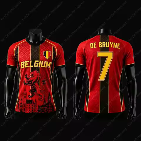 2026 Belgium National Team Fan Jerseys/T-Shirts—De Bruyne #7 Trossard #10 Lukaku #9: Kids' Adult and