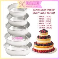 Aluminium Round Deep Cake Bake Mould - 6 / 7 / 8 / 9 /10 Inch || Loyang Acuan Kek Tin Bulat - 16,18, 20, 22, 25cm