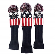 3pcs Knitted Pom Pom Headcover Wool Golf Club Head Cover for Driver Fairway Wood 3 5 fit Taylormade 