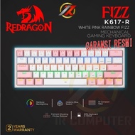 REDRAGON FIZZ-K617-R (WHITE PINK) BLUE SWITCH LED RAINBOW Mechanical Gaming Keyboard 60%