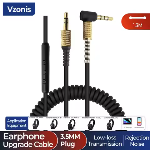 Brand 3.5 MM jack Replacement Audio Cable for Marshall Major II 2 3 Monitor MID Headphones Cord with