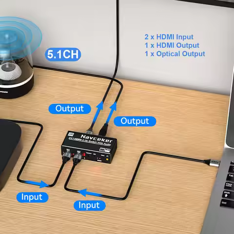 4K HDMI Switcher Audio Extractor 2 in 1 Out Selector with R/L Toslink SPDIF COAXIAL Audio out HDMI A