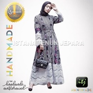 GAMIS BATIK WANITA MUSLIMAH BROKAT KOMBINASI TENUN TROSO