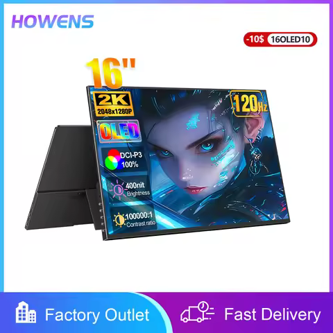 16-inch Portable OLED Monitor 2K 120Hz Gaming Laptop Extender 100000:1 Office Travel Display HDMI US