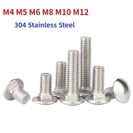 M4 M5 M6 M8 M10 M12 304 Stainless Steel Carriage Bolt 304 Stainless Steel Round Head Square Neck Scr