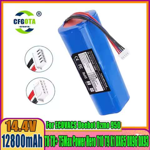 Robot Battery 14.4V 12800mAh For Ecovacs Deebot Ozmo 950 T5 T8 T9 Aivi T10 T20 X1 Omni DX93 DX96 DBX