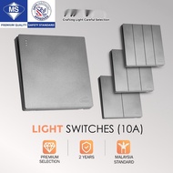 Moden Suis Lampu Rumah Suiz Ultra Slim Light Switch 1 / 2 / 3 / 4 Gang Switch 1 Way 2 Way Suis Lampu