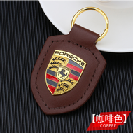 Porsche Keychain Cayenne 911 718 Palamera Macan Car Key Case Pendant Leather Logo Shield Chain