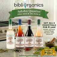 Bibliorganics Adobo Quartet Bundle [Soy Sauce + Fish Sauce + Coconut Vinegar + VCO] Premium Natural