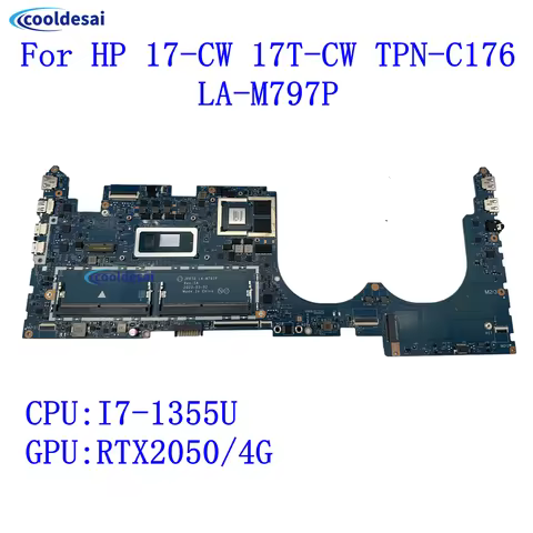 For HP 17-CW 17T-CW TPN-C176 Laptop Motherboard With I7-1355U CPU GPU RTX2050 4G LA-M797P 100%Tested