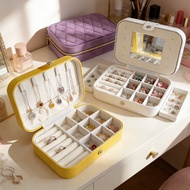 Simple Livet Jewelry Box Earrings Necklace Ring Travel Portable Storage Box Double-Layer Antioxidant