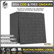 Wallpaper Dinding Bata Abu Abu (FREE ONGKIR) Anti Air & Anti Panas High Quality 70x77cm 3mm Wallpape