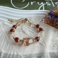 [SG Seller] Handcrafted Jewellery - Garden Quartz Freeform |Garnet|Clear Quartz Crystal Bracelet