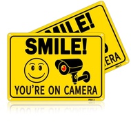 Smile Your on Camera Signs Video Surveillance Signs Aluminum 7x10 inch Outdoor Home Security Signs f