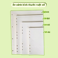 Refill paper core for 6-hole bullet journal notebook, size A4 - B5- A5 - A6 | Bnr002