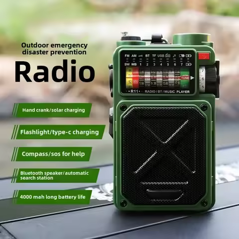 Hand-operated Emergency Solar Bluetooth Outdoor Camping Alarm Radio Multi-band Earthquake Prevention