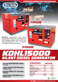 Genset Silent PROQUIP KOHL15000 10Kva 1PH / Power Generator Diesel Solar 10000Watt PRO QUIP KOHL 150