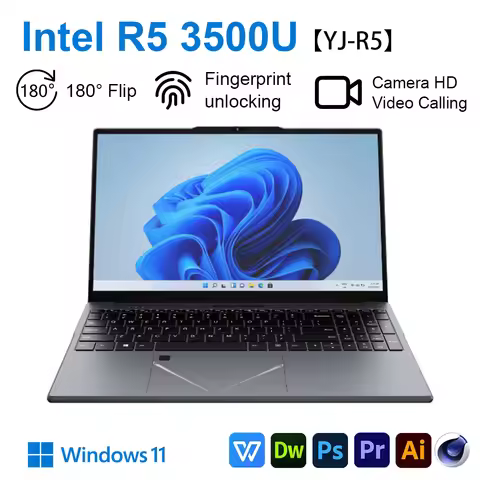 【YJ-R5】 180° flip Gaming Laptop AMD Ryzen™ 5 3500U 15.6'' IPS Screen Laptops DDR4 MAX 32GB 2*SSD Win