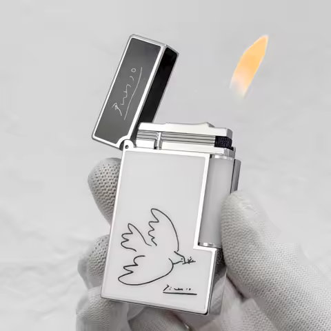 Luxury Metal Lighter Picasso Peace Dove Butane Gas Pure Copper Inflatable Customized Cigarette Acces