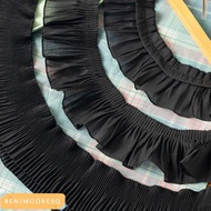 BENJMOORE9Q Ruffled Lace Trims, 2Yards Wide 9-12cm Chiffon Lace Trims, Chiffon Pleated Lac Trims