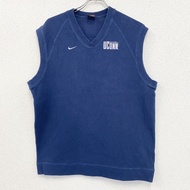 古著NikeTeam針織背心，搭配Swoosh標誌，海軍藍，L碼