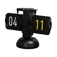 [sillyshuai]Automatic Mechanical Vintage Flip Clock with Calendar&amp Week Display Desk Clock Retrac