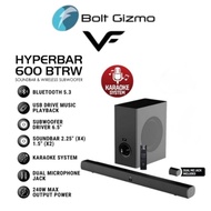 Vinnfier VF Hyperbar 600 BTRW 240W Soundbar with 6.5" Wireless SubWoofer Karaoke Bluetooth TV Speake