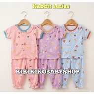 KEMEJA Latest CPR 3pcs baby set cainito shirt motif short sleeve lace long pants pleated SML 0-12 mo