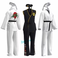 Karate Kids KOF Cobra Kai Cosplay Costume Kid Aldult Black White Kimono Uniform Headband Anime Hallo