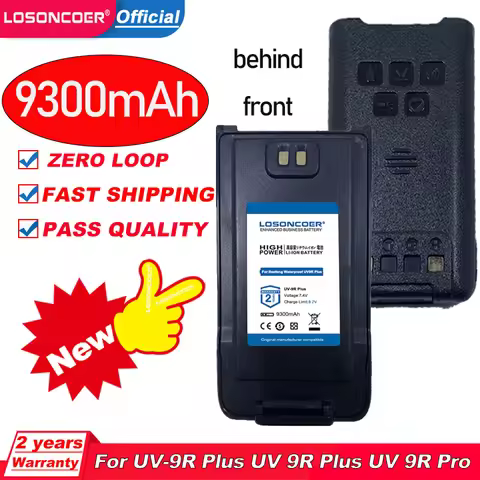 LOSONCOER 9300mAh Battery For Baofeng Waterproof UV-9R Plus Walkie Talkie UV 9R Plus UV 9R Pro Handh
