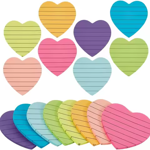 8/16Pack of Heart-Shaped Sticky Notes Cute Colorful Sticky Notes Bright Color Strong Adhesive Memo R