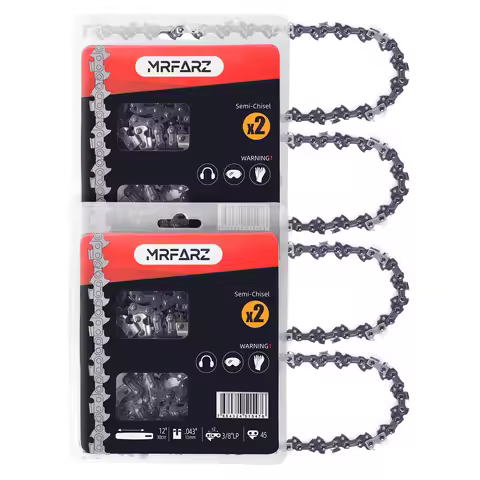 12 Inch Chainsaw Chain 3/8" LP Pitch .043" Gauge 45 Drive Links Fits 20V DCCS620, Milwaukee M18 FUEL