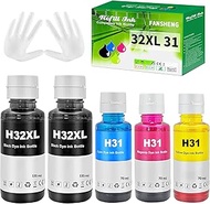 FANSHENG 31 32XL Ink Compatible with HP 31 32xl Ink Refill Bottles for Smart Tank 7301、6001 、7602、51