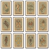 Bohemian Zodiac Tarot Cards Inspired Astrology Virgo Cancer Libra Poster Canvas Painting Wall Pictures 69F 0310