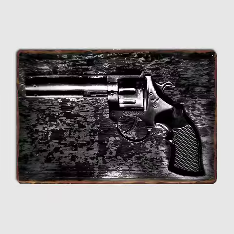 Air Gun Handgun Pistol Revolver and Target Metal Valines Pistols Sign Poster Living Room Living Cust