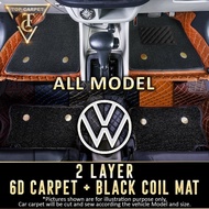 [ VOLKSWAGEN B ] Top Carpet 6D Pu Leather Car Carpet + Black Pvc Coil Mat Double Layer Car Mat Karpe