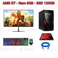 Máy tính để bàn chơi game AMD R7  Ram 8GB SSD 120GB bảo hành 12 tháng