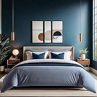 Premium Ranforce Single Quilt Cover (135 x 200 cm), 100% Cotton, Blue, Button Closure, 145 Thread Co