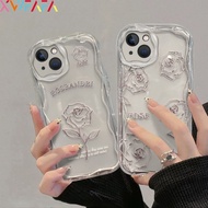 White Beautiful Roses Phone Case For Samsung Galaxy A72 A52 A52S A32 A22 A12 A51 A21S A50 A50S A30S J7 Prime On7 2016 M32 4G Transparent Wavy Curved Edge TPU Protector Cover