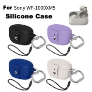 Soft Silicone Full Protection Shell Cover Earphone Charging Box Case for Sony WF-1000XM5 Wireless Earbuds Case with Carabiner