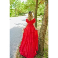 Red Maxi Rattan Dress