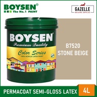 Boysen Color Series Permacoat Semi-Gloss Latex Stone Beige B7520 Acrylic Latex Paint - 4L