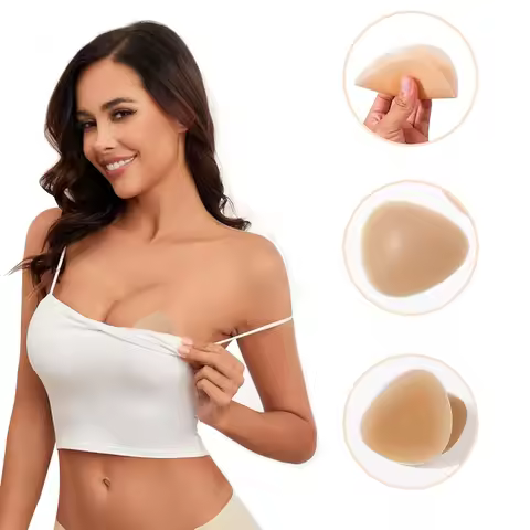 Silicone Triangle Bra Ultra Boost Inserts Full-Adhesive Pads Sticky Bikini Padding Inserts For Sport