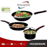 3 IN 1 Enamel Pan Set Glass Lid Pan Set 30 cm Milk Pan 18 cm Teflon 26 cm