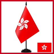 Hong Kong Flag Deluxe Desk Flag HK Desktop Stand Flag with Solid Pole