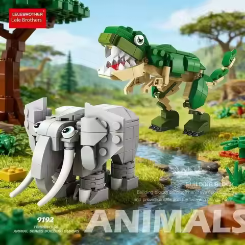 NEW 3 IN 1 Animal Scene 3D Building Blocks Zoo Dinosaur Elephant Tiger Kangaroo Sika Deer Fish Squir