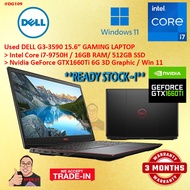 #DG109 USED DELL G3-3590 Gaming Laptop G3-3590 intel i7-9750H 16GB 512GB SSD NVIDIA GTX1660TI 6GB FH