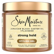SheaMoisture Strong Hold Styling Gel+Flaxseed Jamaican Black Castor Oil Gel Anti Frizz Hair Gel 15oz